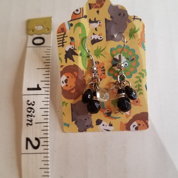 Handmade earrings black and white potion j304 - Picture 2 of 2